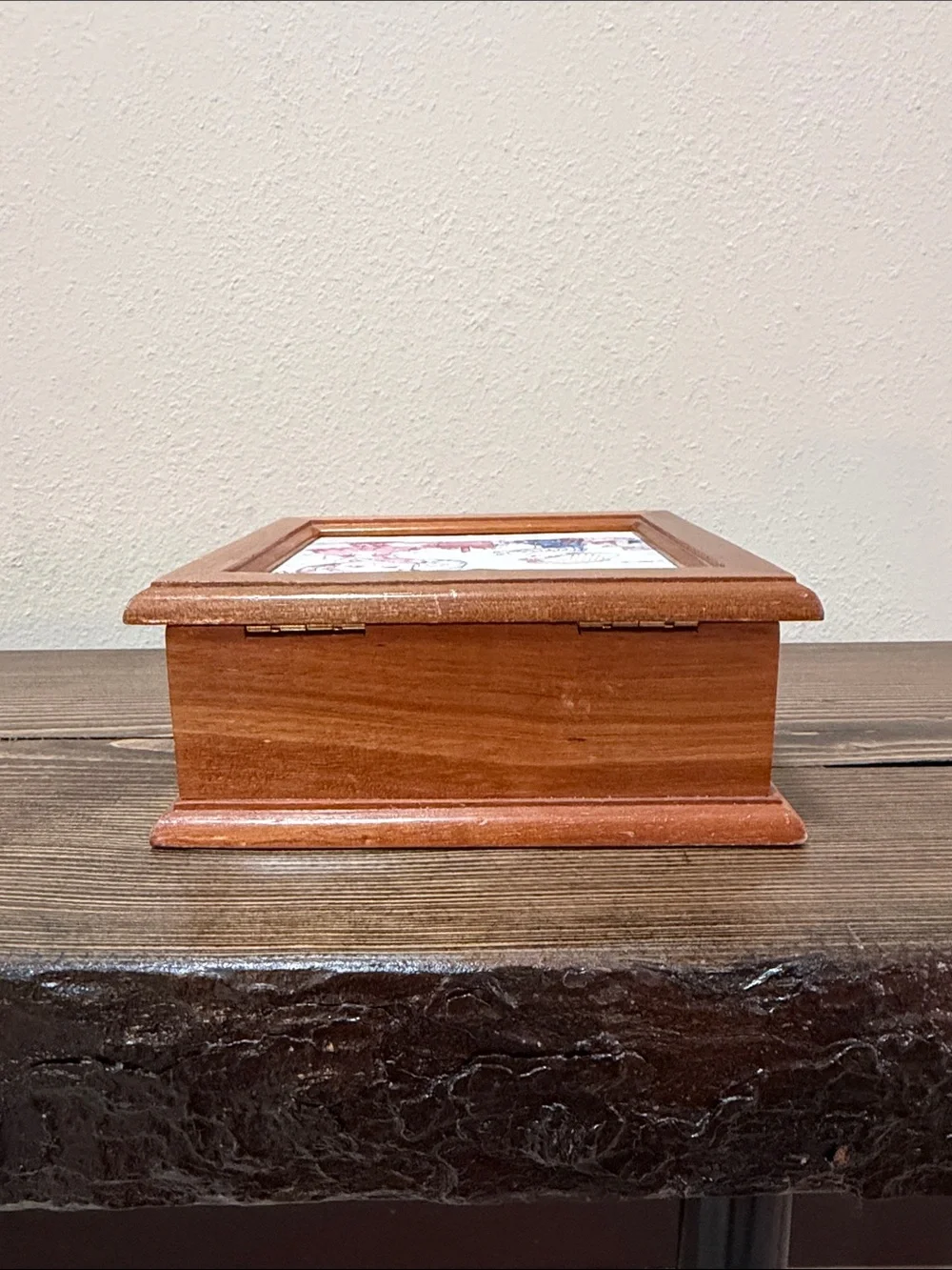 Vintage Interpur Wooden Jewelry Box Taiwan Keepsake Box Farmhouse Cottage Decor